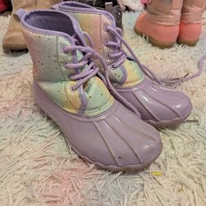 JustFab Kids Iridescent and Purple Boots